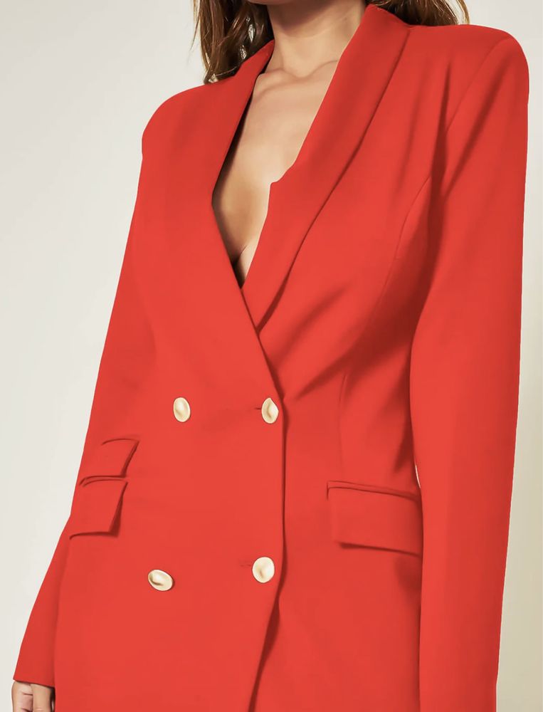Unique21 double breasted asymmetric blazer dress in red