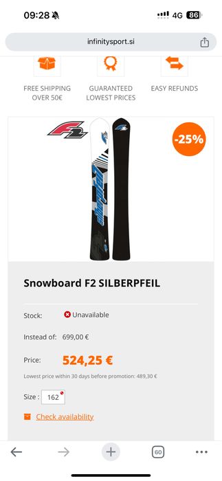 Snowboard F2 Silberpfeil cu legaturi si clapari