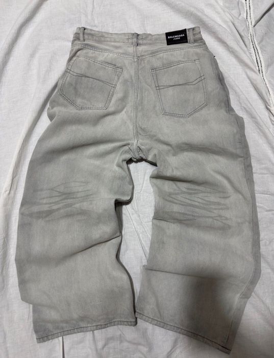 White Balenciaga Waxed Jeans