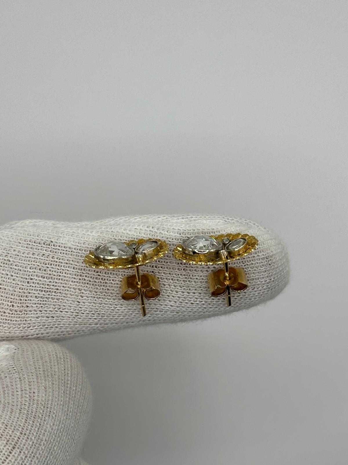 CERCEI AUR 18K + 2 DIAMANTE X 1CT = 2CT + 6 Diam = 0.20ct - Vintage !