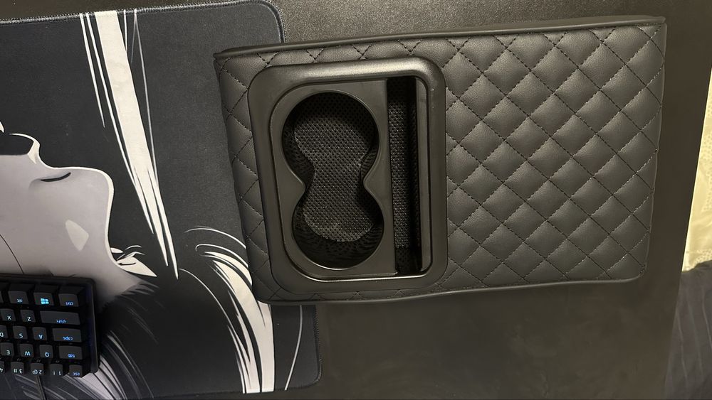 Подложка за подлакътник черна кожа