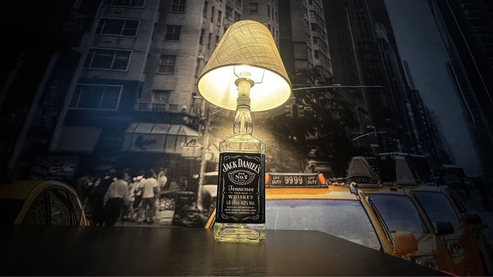 Veioza jack daniels vintage led abajur lampa birou handmade idei cadou