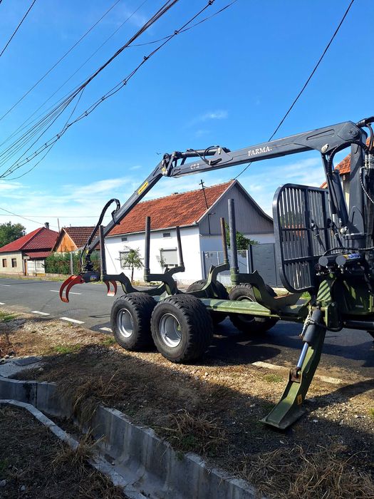 Remorca forestiera FARMA profesionala C 7.2 G10 cu macara 2023,ca nouă