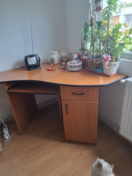 Birou de colt cu sertar și dulap