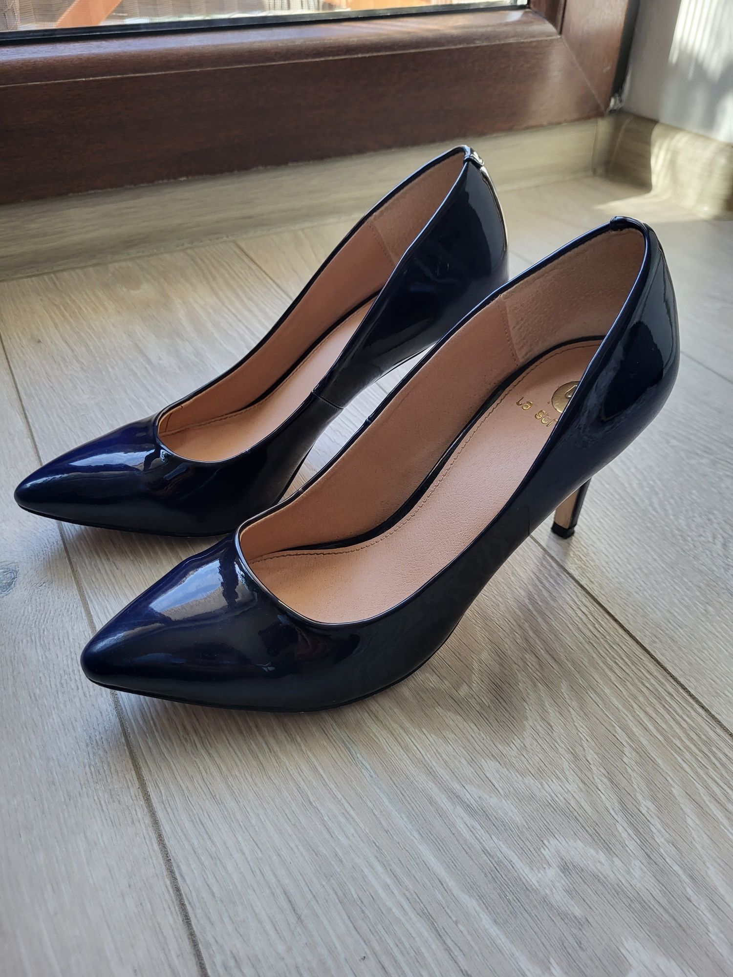 Pantofi stiletto bleumarin 8cm toc, mărimea 38