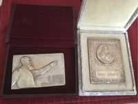 Plachete bronz argintate Nicolae Iorga si Vasile Arnautu