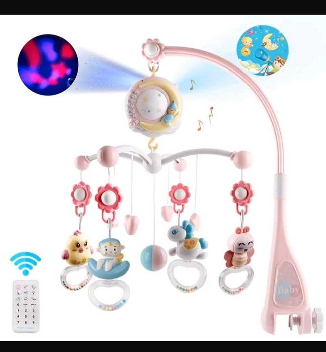 Музикална въртележка с дистанционно и прожектор