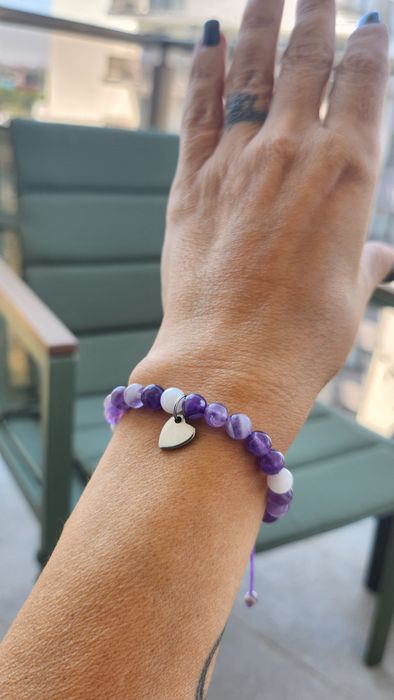 Set brățări ametist si onix alb