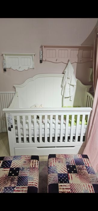 Pat bebe lemn alb Dreams Mobexpert 1.40+saltea cocos