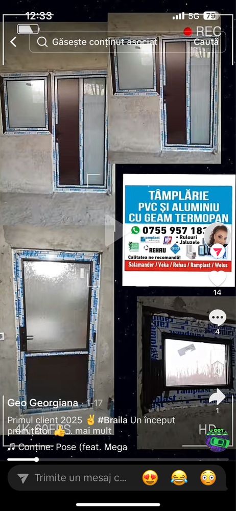Montaj Usi/Ferestre Pvc/Geam termopan/Rulouri