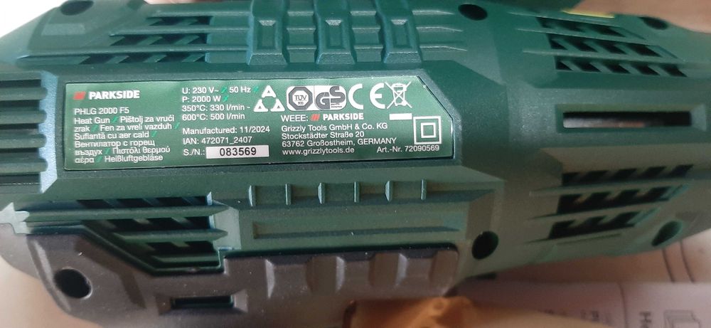 Suflantă (feon) de aer cald PARKSIDE PHLG 2000W F5-5 lei transportul