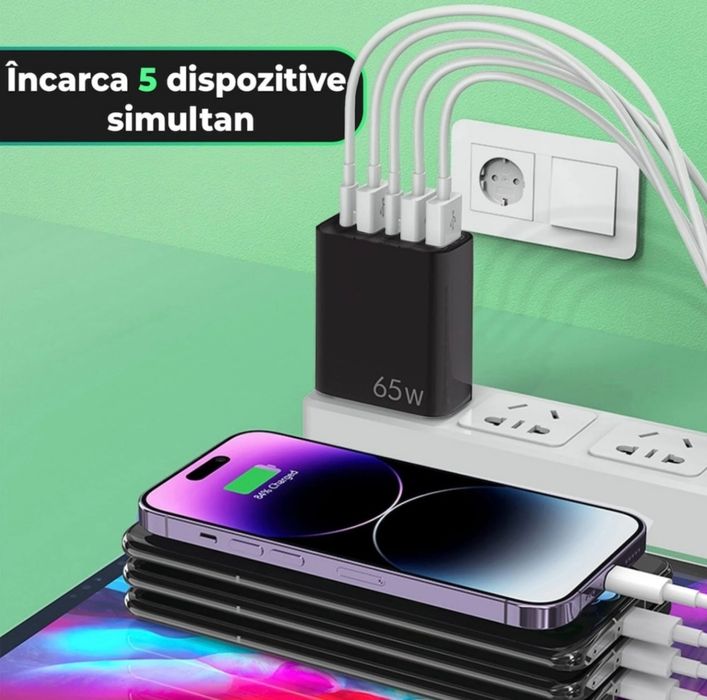 Încărcător  MULTI-PORT 3U + 2 PD