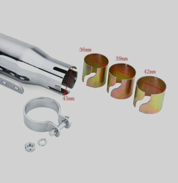 Toba evacuare moto, cotit inox crom chopper custom