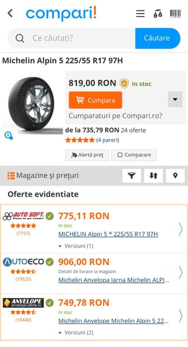 Anvelope iarna 225.55.17’ Michelin Alpin A5