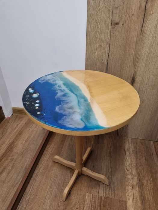 Măsuță de cafea cu rășină epoxidică + platou de servire