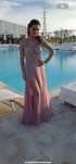 Rochie matase naturala si dantela