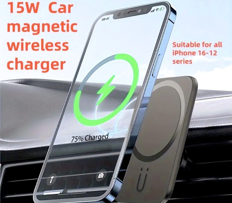 Магнитен безжичен държач за телефон с бързо зареждане за автомобила
