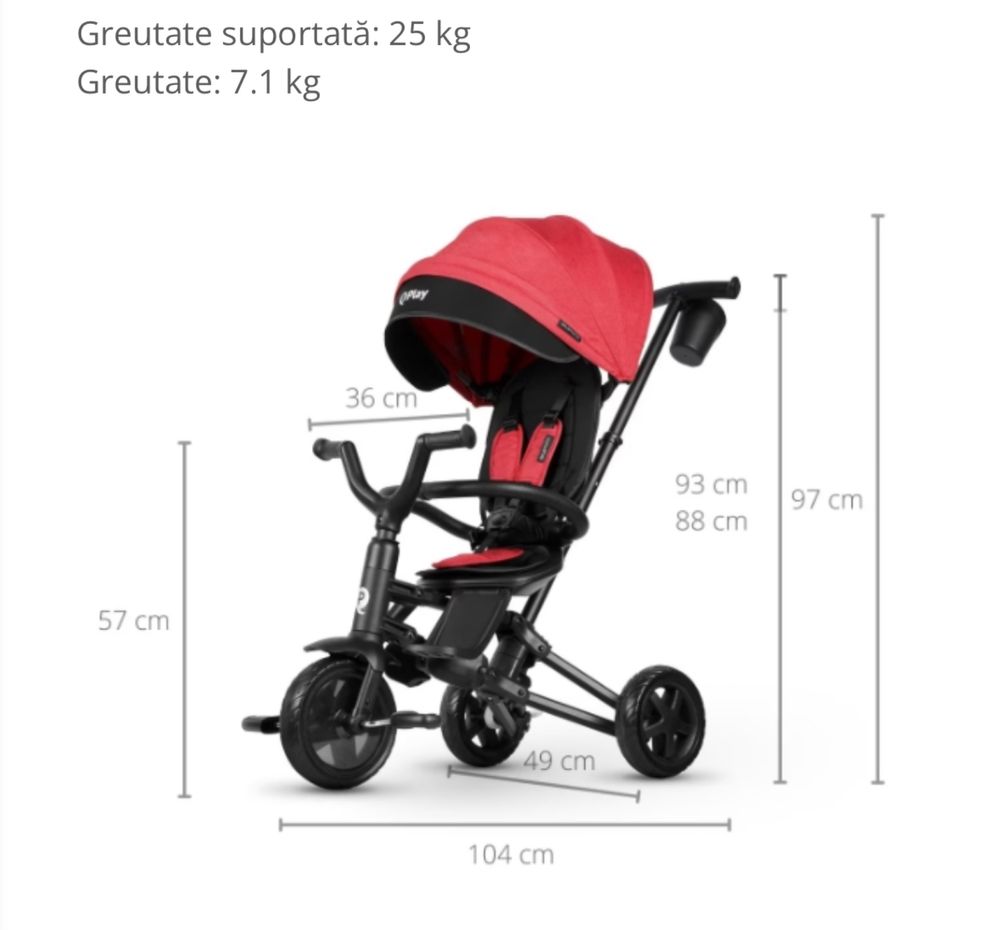 Tricicleta Ultrapliabila QPlay Nova Niello Rosu