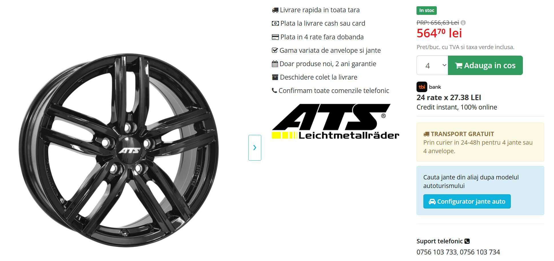 Set jante ATS Antares 6.5x16 5x112 ET41 diamond-black