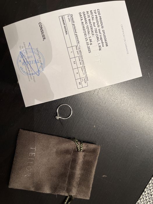 Inel aur alb si diamant 18K, 1.82g
