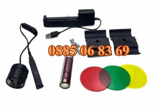 LED фенер за пушка, фенер за лов с лещи, спусък и стойка, Q518-P90