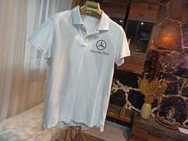 Tricou polo Mercedes-Benz, marime M-L, Alb. NOU.