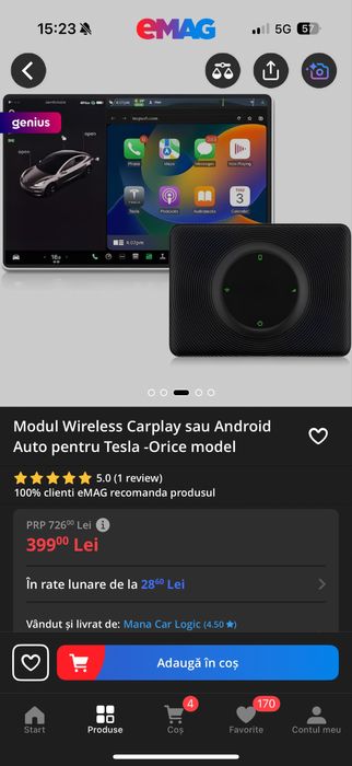 CarPlay pentru tesla model 3/Y