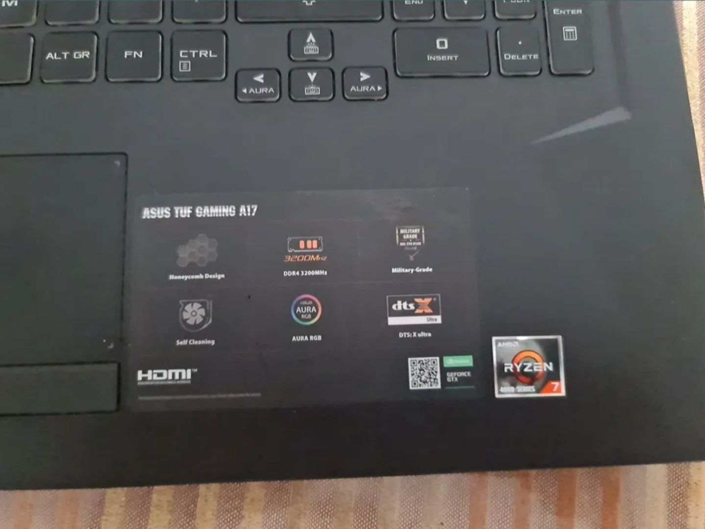 Laptop Gaming ASUS TUF A17 Ryzen 7 4800H 144 hz 256 SSD 16 GB RAM