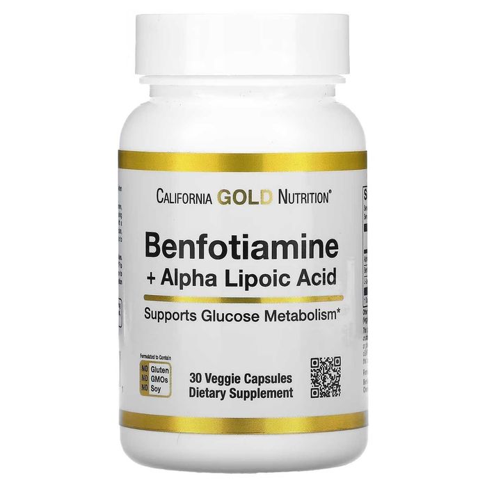 California Gold Nutrition Бенфотиамин + Алфа липоева киселина, 30 капс