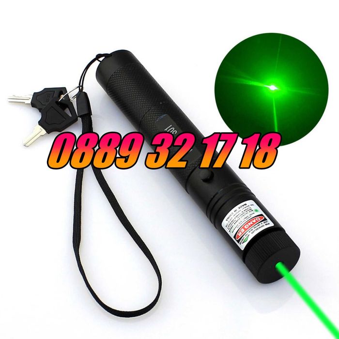 Лазер пойнтер с проекция до 10000 метра, мощен зелен лазер