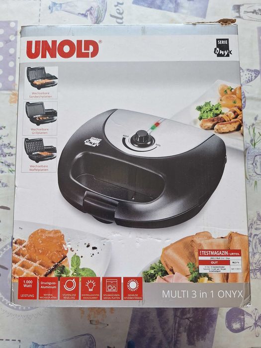 Нов 3 в 1 тостер/гофретник и грил Unold Onyx - 1000W