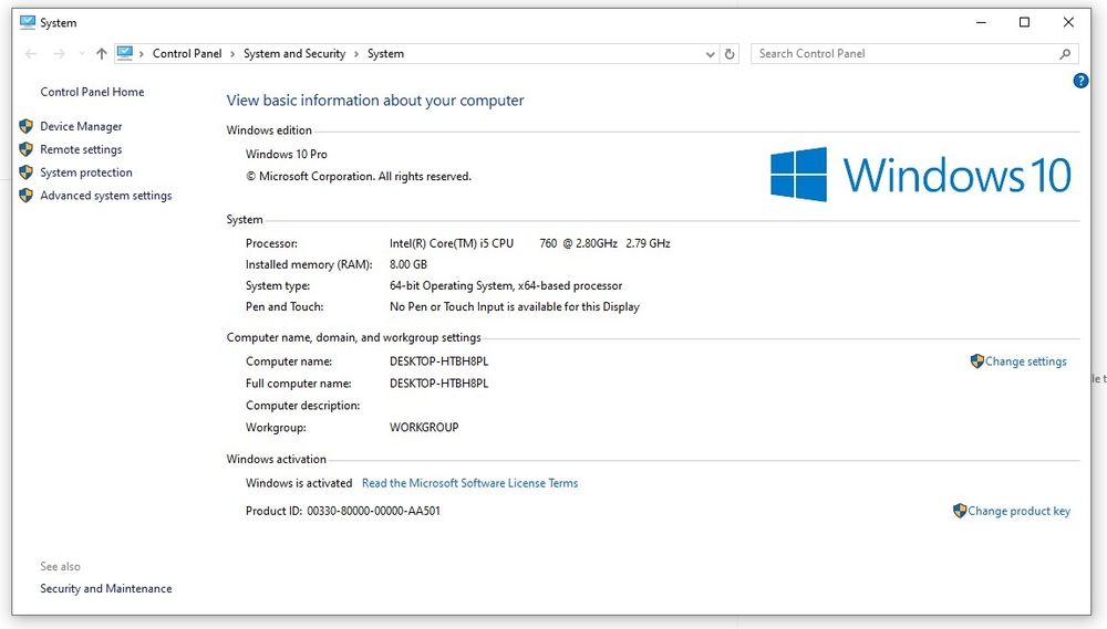 PC i5 760, 8GB RAM, SSD 512GB, NVIDIA GTS 450