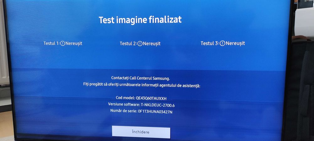 tv samsung QLED 43" model QE43Q60TAUXXH - ecran defect