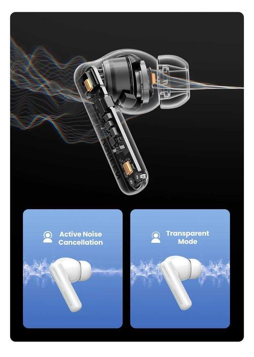 Безжични слушалки Ugreen - WS200 HiTune T6, TWS, ANC, бели