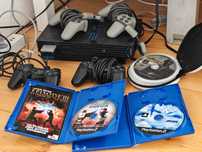 Vând Sony PS2 PlayStation 2 fat (4 controllere, 11 jocuri, cabluri AV)