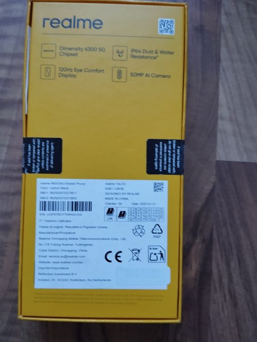 Telefon mobil Realme 14x, 6GB RAM, 128GB, 5G, Carbon Black