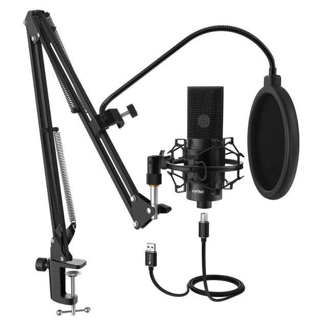 Конденсаторный микрофон FIFINE K780 BLACK со стойкой и поп-фильтром