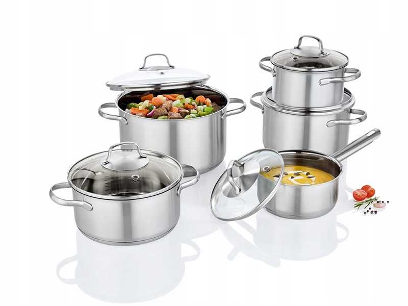 НОВИ! Комплект тенджери 5 части с капак неръждаема стомана