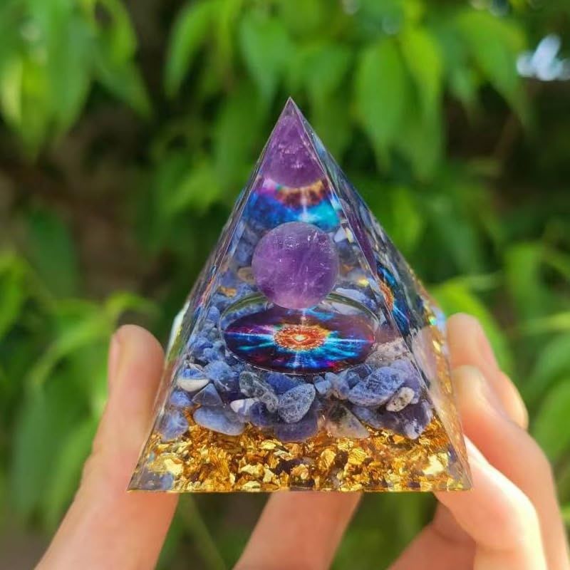Piramida Orgone, Jormftte, cristal natural, reducere stres, 8x8x8cm