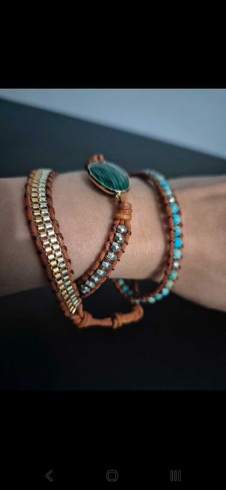 Brățară elegantă din malachit și jaspe – model "Hazel"