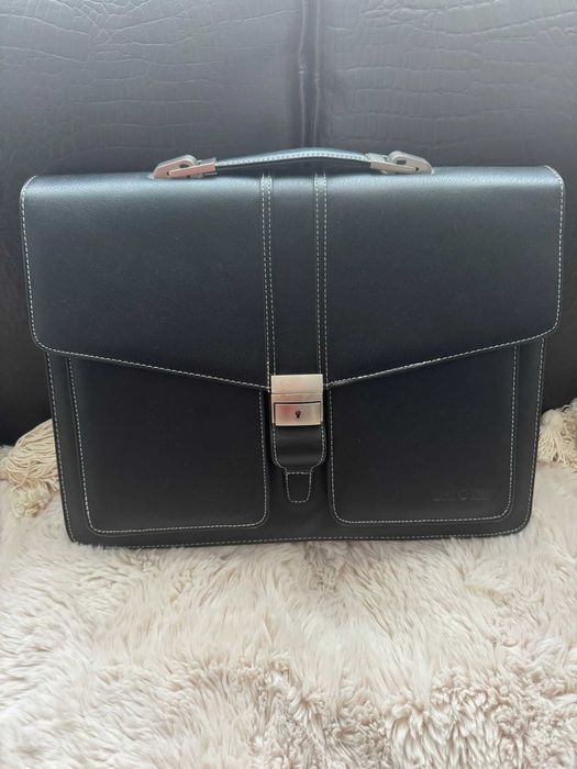 Geanta tip servieta Lamonza, piele ecologica