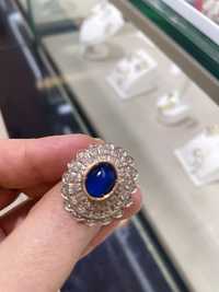 Кольцо с бриллиантами камень капфир