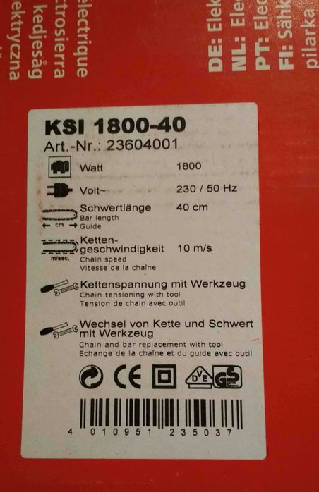 Електрически верижен трион Ikra Mogatec KSI 1800 W