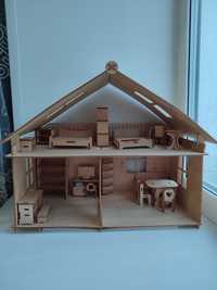 Продам кукольный деревянный дом с мебелью