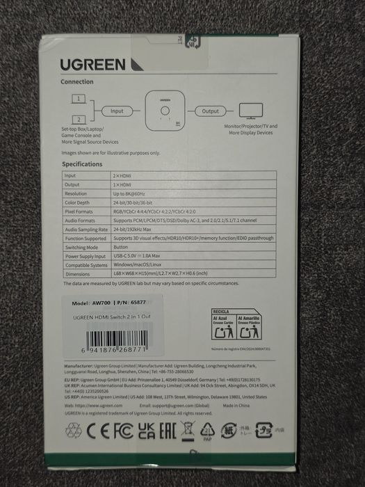 UGREEN HDMI 2.1 Switch 2 in 1. VENTION Переключатель/сплиттер