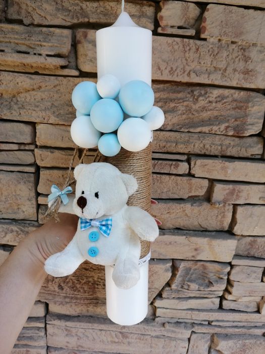 Set trusou pentru botez și lumânare pentru botez lut polimeric/Fimo