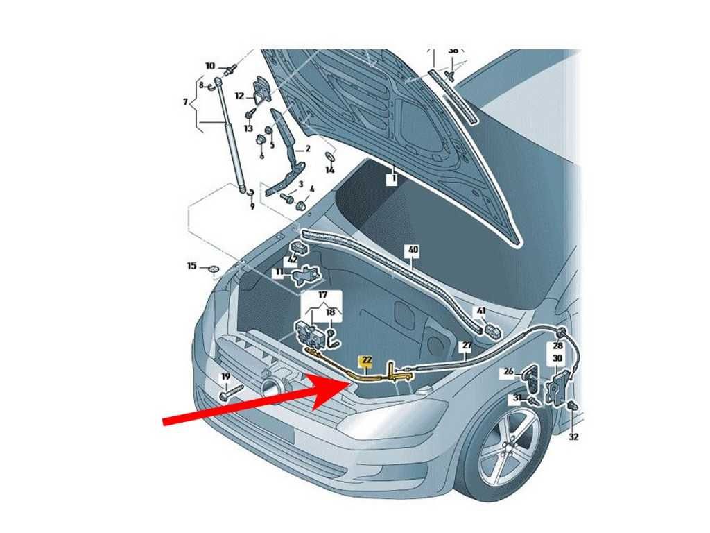 Жило (въже) за отваряне на преден капак Audi A3 8V VW Passat B8