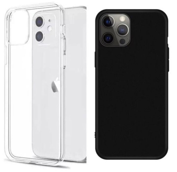 Husa SQUARE Subtire Silicon Clear / Black Iphone 11 12 13 14 PRO MAX