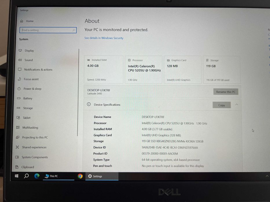 Laptop Dell Latitude, Intel Celeron 1.90 GHz, 14", 4GB, 128GB SSD