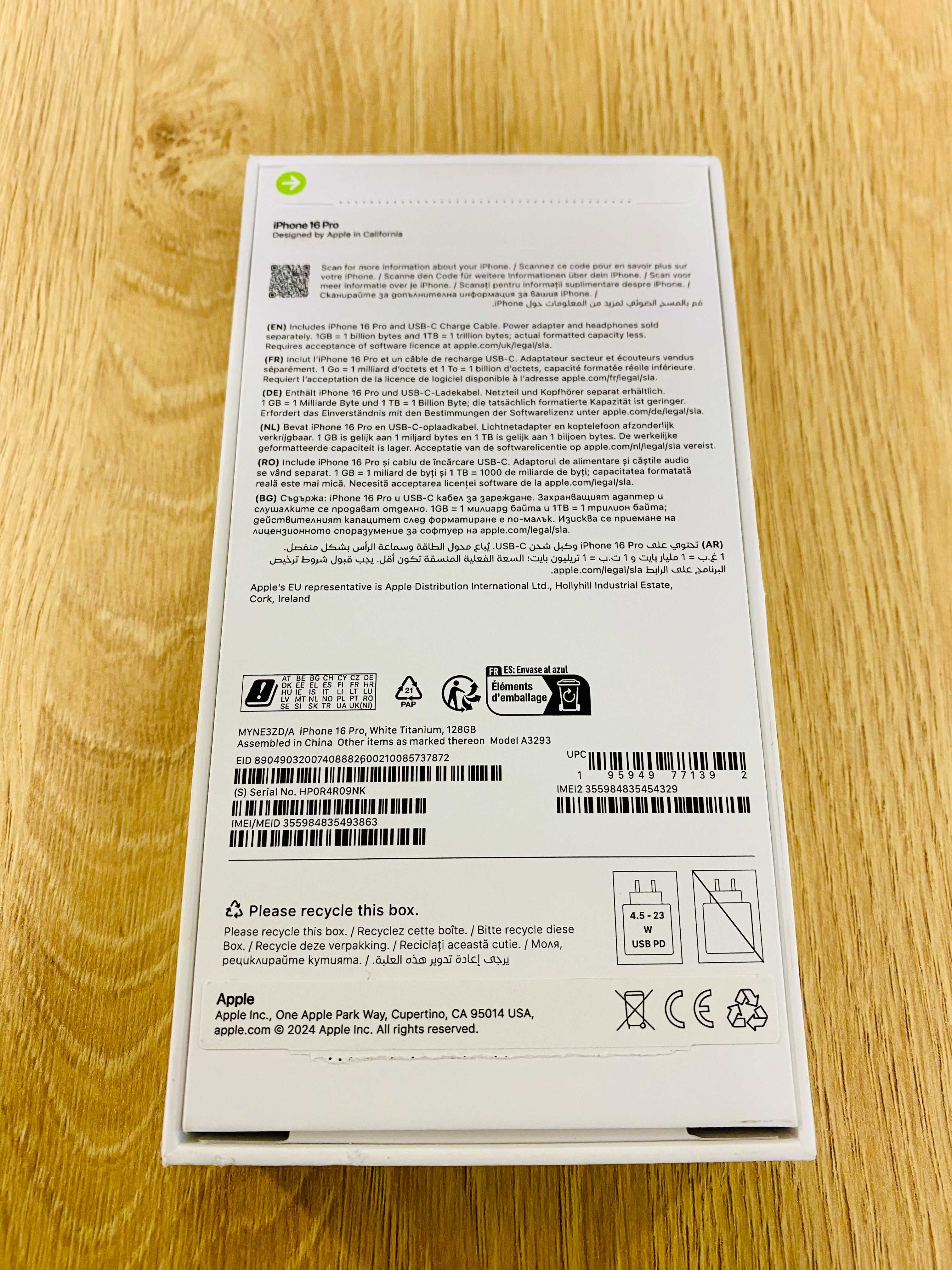 НОВ !!! Apple iPhone 16 Pro, 128GB, 5G, White Titanium, 100%